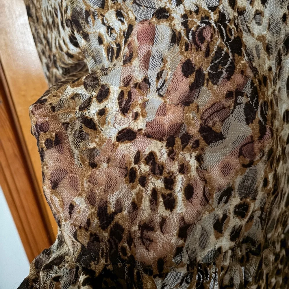 Brown Shear Leopard Print Dress/Top - Picture 7 of 9